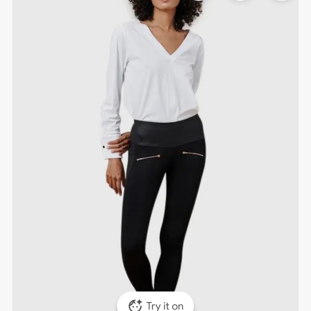 ADAY Black Leggings with Gold Zipper Details